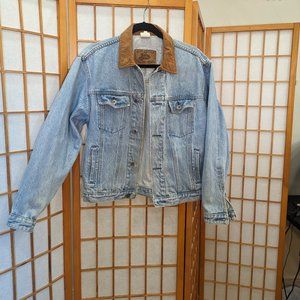 Vintage Denim Jacket with Suede Collar